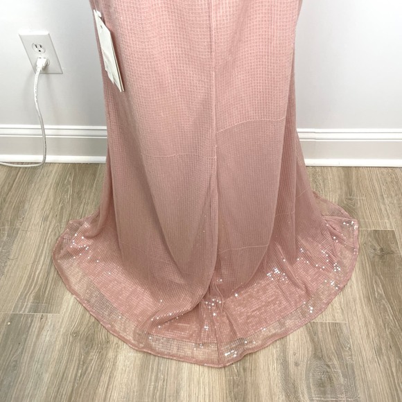 Mac Duggal Sequined Ruffled Cut Out Lace Up Gown In Rose Pink 10829 Size 8 New - Picture 12 of 16